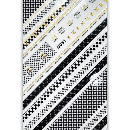 ATL- Louis Vuitton (Black, Gold) Nail Art Stickers #3-60-2