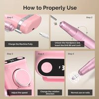 ATL- Clip-On Advanced Rechargeable 2in1 Nail Drill with Tilted Display Design