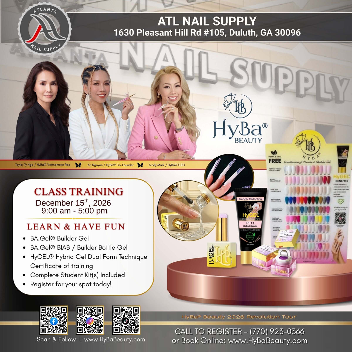 HyBa Beauty Training Class | Tuesday - December 15th, 2026 | Duluth, GA - ATL Nail Supply