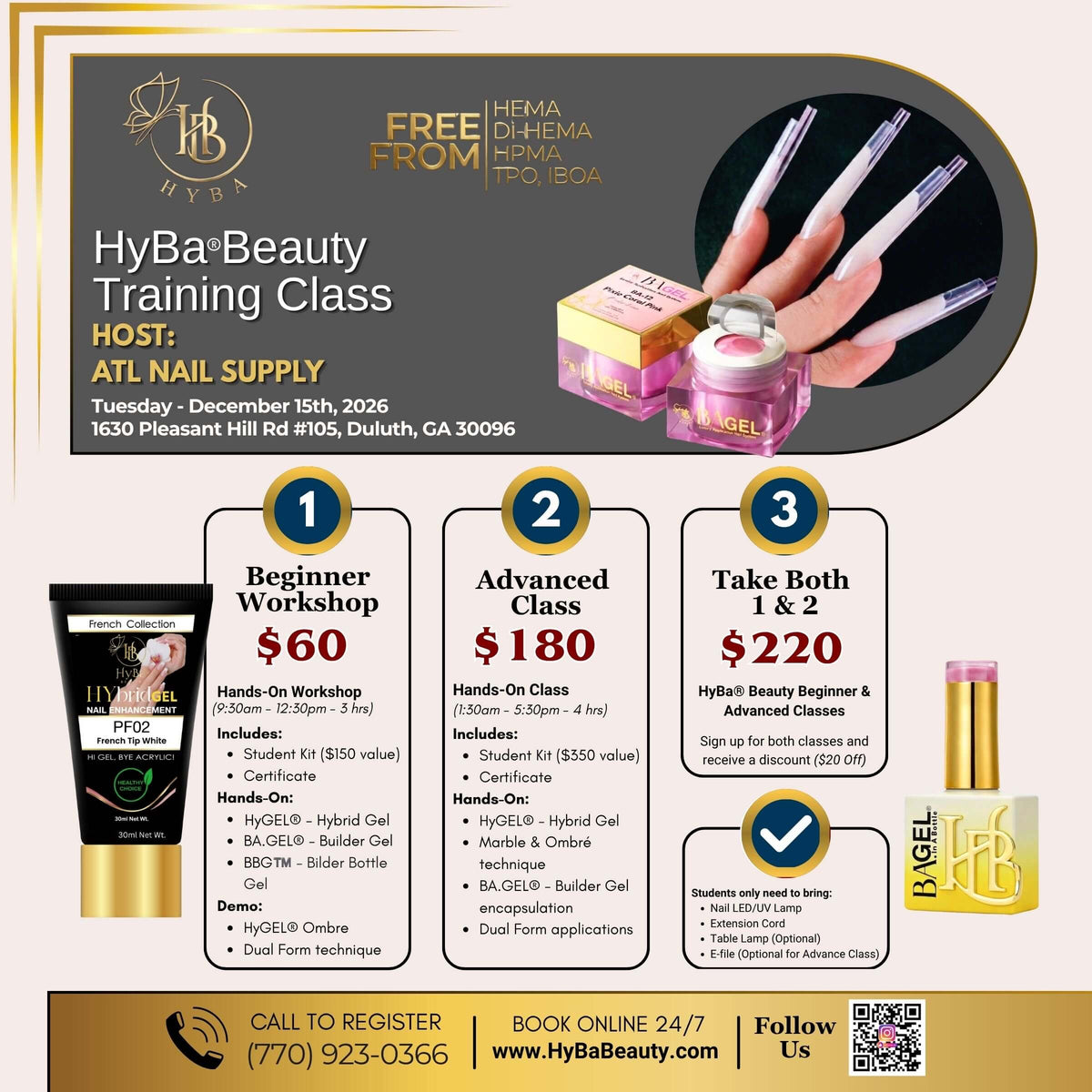 HyBa Beauty Training Class | Tuesday - December 15th, 2026 | Duluth, GA - ATL Nail Supply