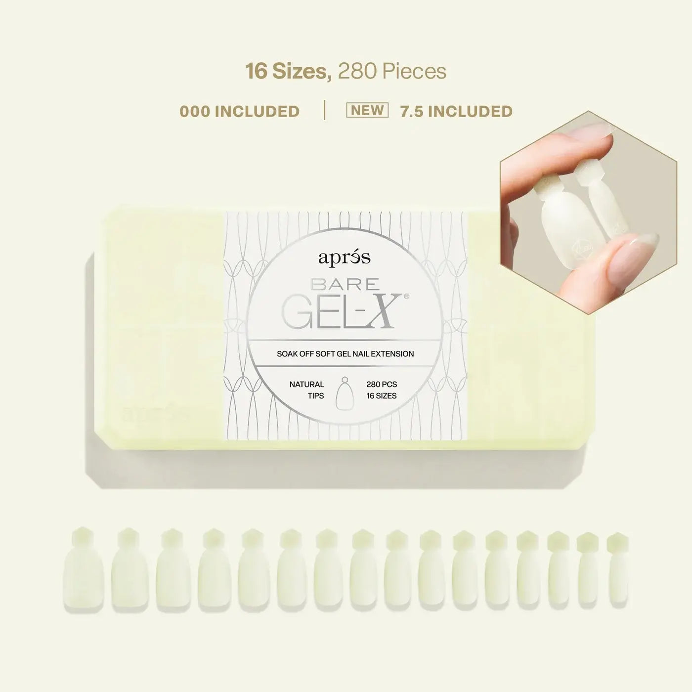 ATL- Bare Gel-X Natural Box of Tips (16 sizes, 280pcs) | APRES