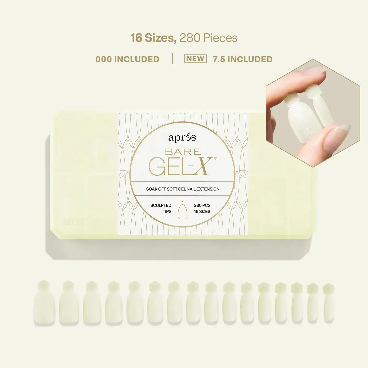 ATL- Bare Gel-X Sculpted Box of Tips (16 sizes, 280pcs) | APRES