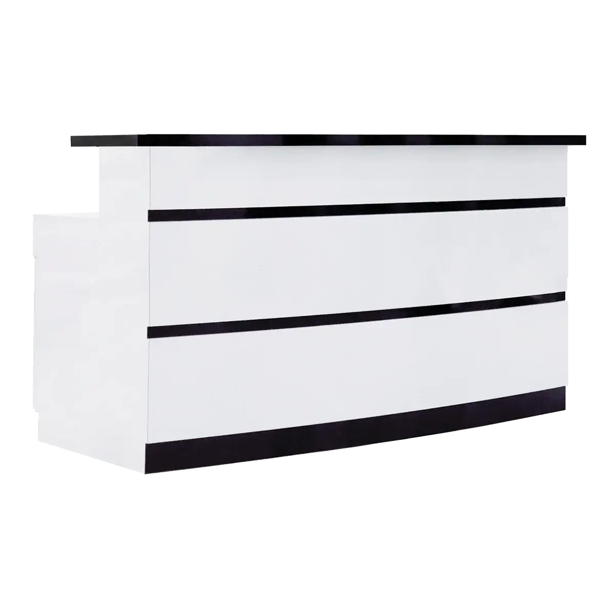 Whale Spa- Lux BW Stripes Reception Desk (light curved)