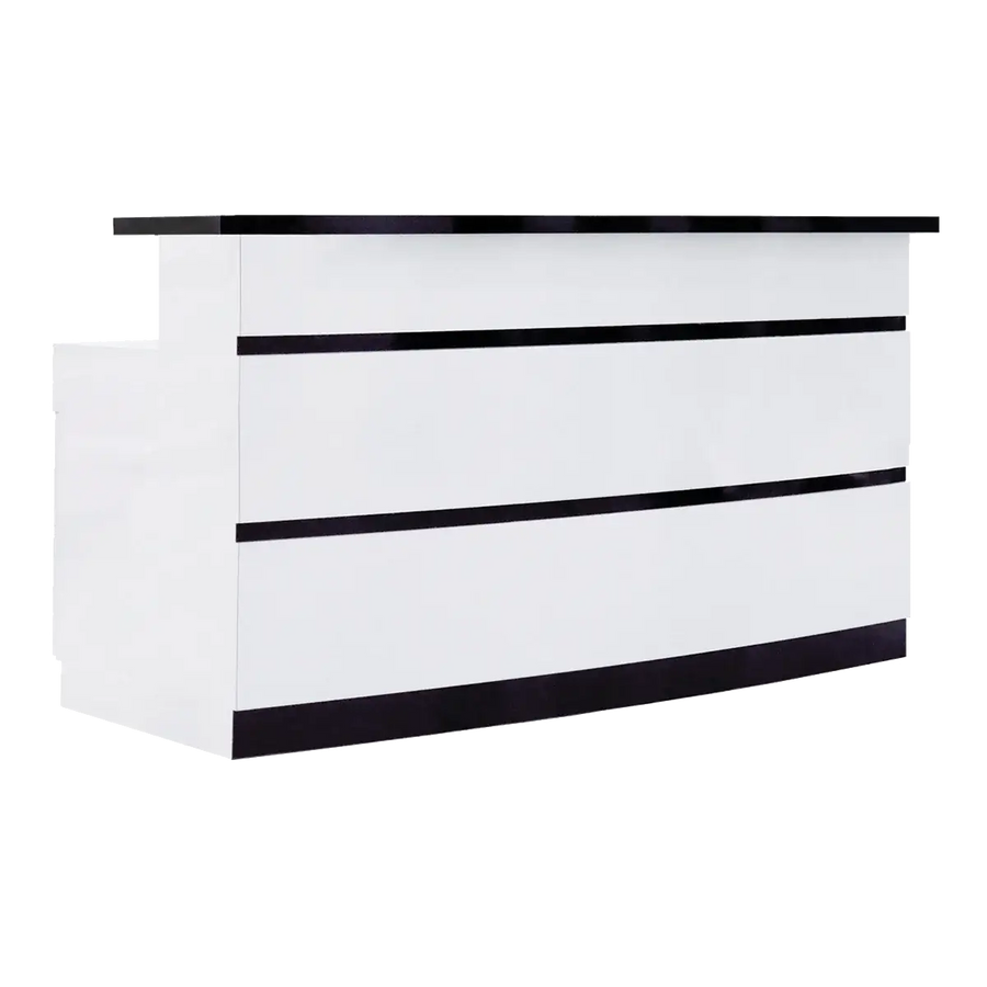 Whale Spa- Lux BW Stripes Reception Desk (light curved)