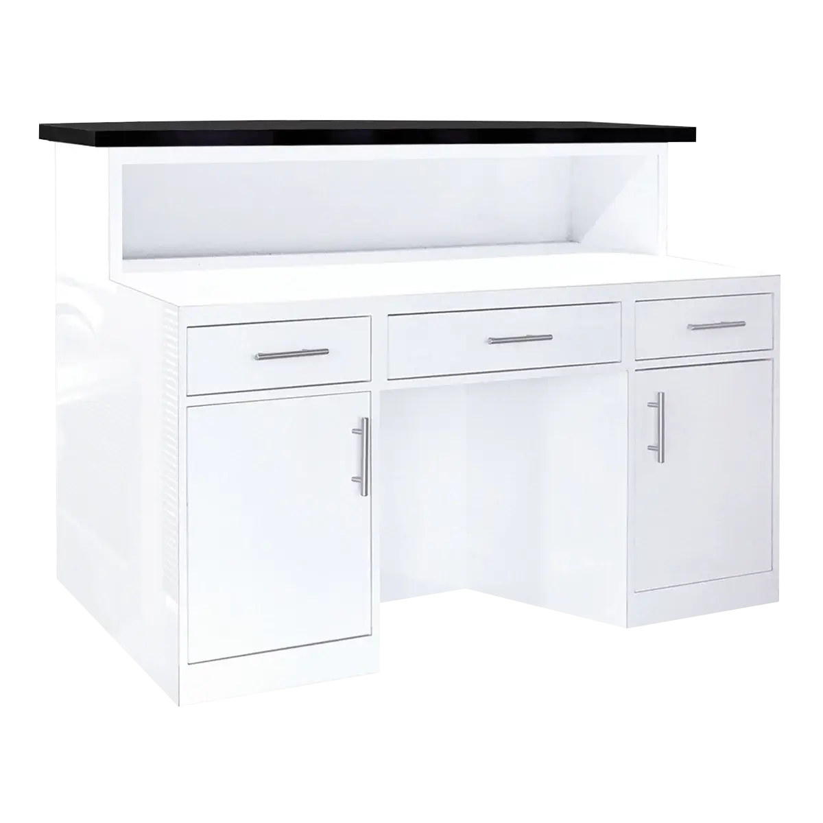 Whale Spa- Lux BW Stripes Reception Desk (light curved)