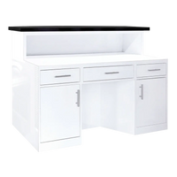 Whale Spa- Lux BW Stripes Reception Desk (light curved)