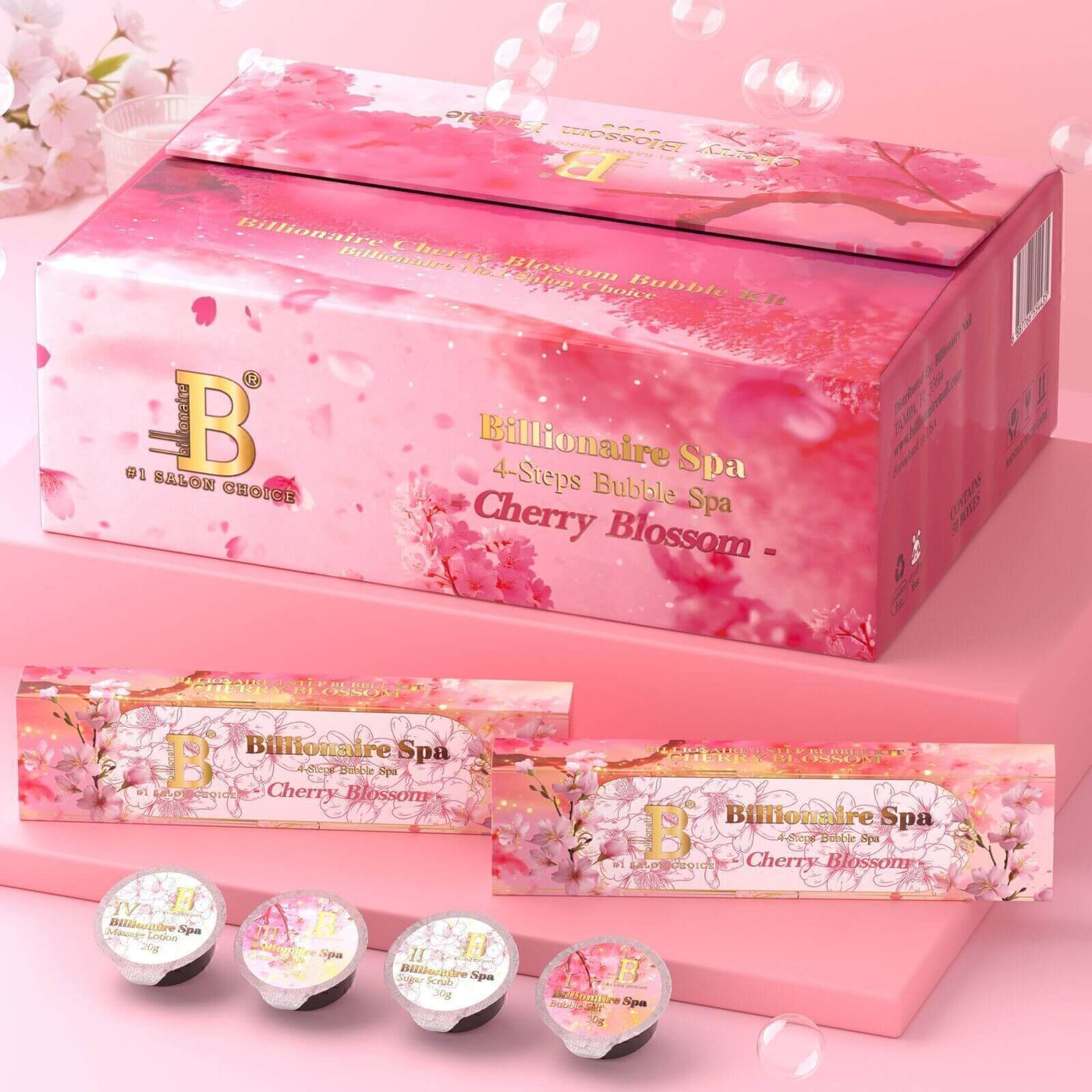ATL - Cherry Blossom - Billionaire Bubble Spa Deluxe Pedicure Kit 4 Steps