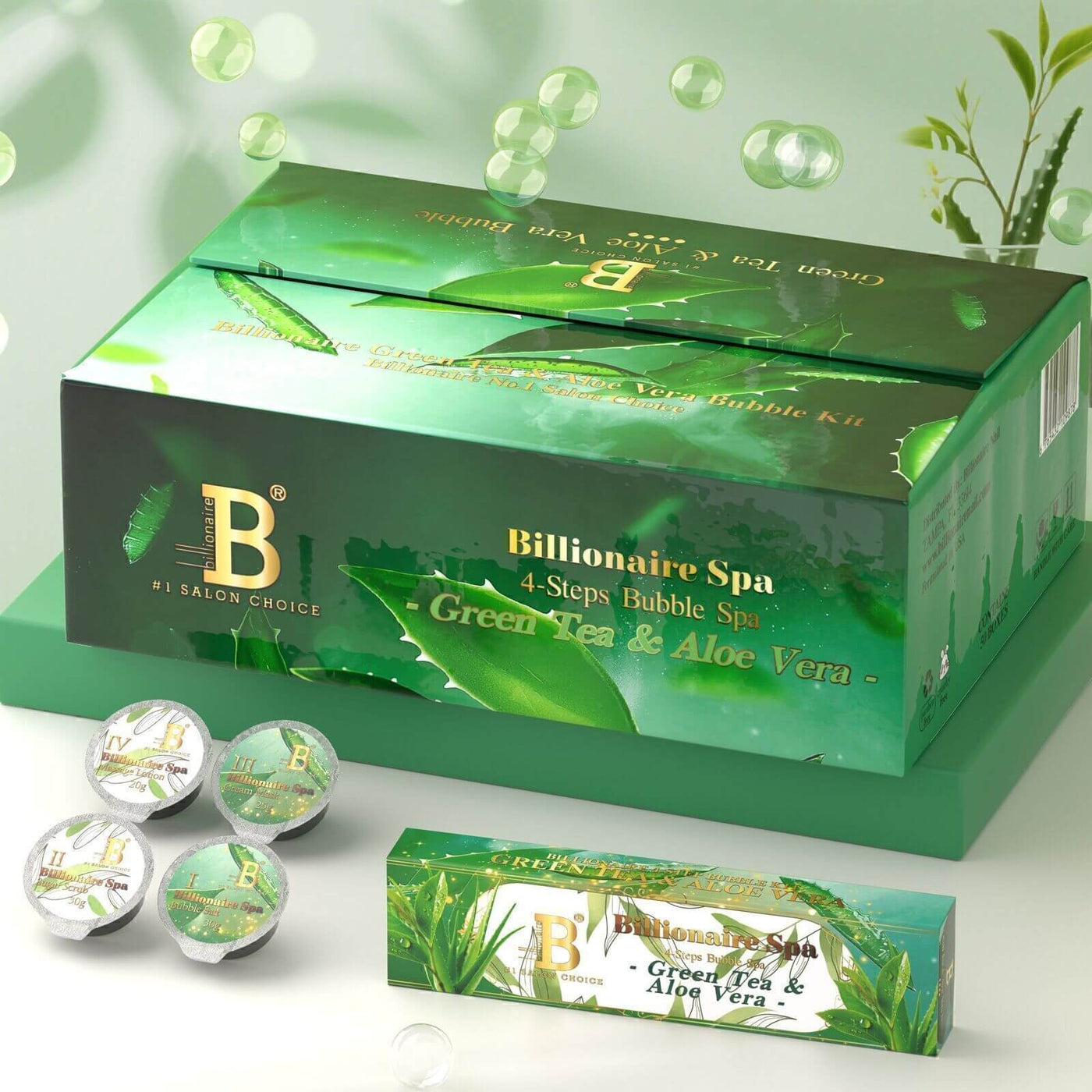 ATL - Green Tea & Aloe - Billionaire Bubble Spa Deluxe Pedicure Kit 4 Steps