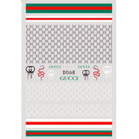 ATL- Gucci (Black, White, Green, Red) Nail Art Stickers 3-16-3