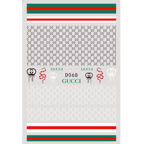 ATL- Gucci (Black, White, Green, Red) Nail Art Stickers 3-16-3