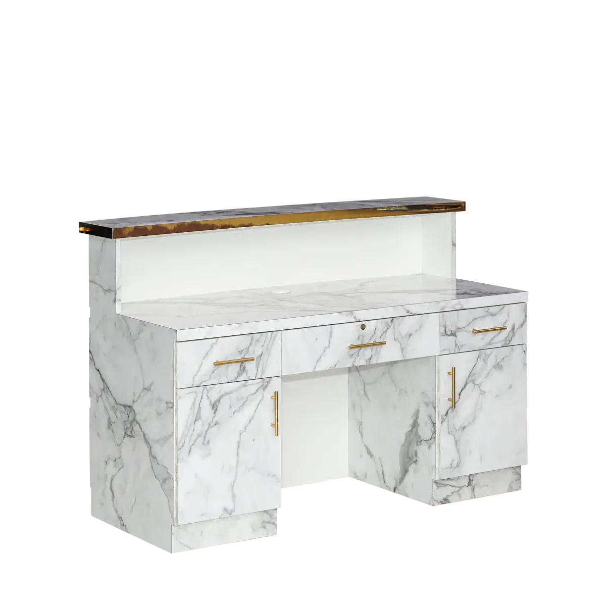 Whale Spa- Gold & Marble Reception Desk (LIGHT CURVED)
