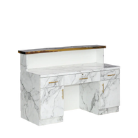 Whale Spa- Gold & Marble Reception Desk (LIGHT CURVED)