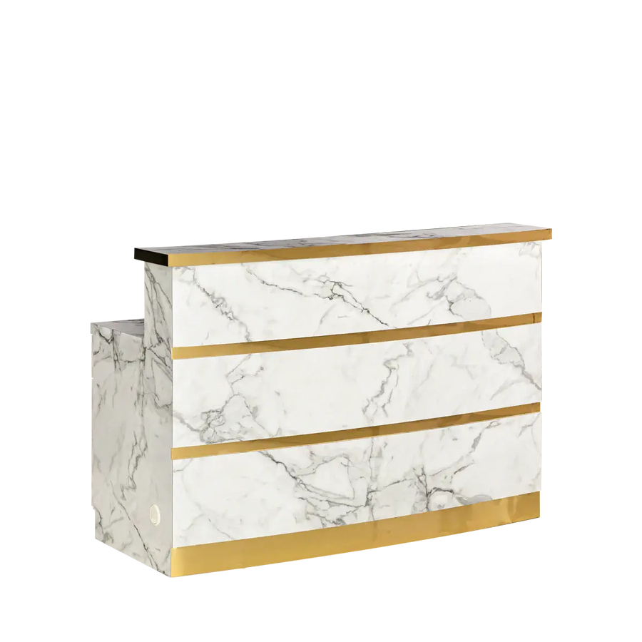 Whale Spa- Gold & Marble Reception Desk (LIGHT CURVED)