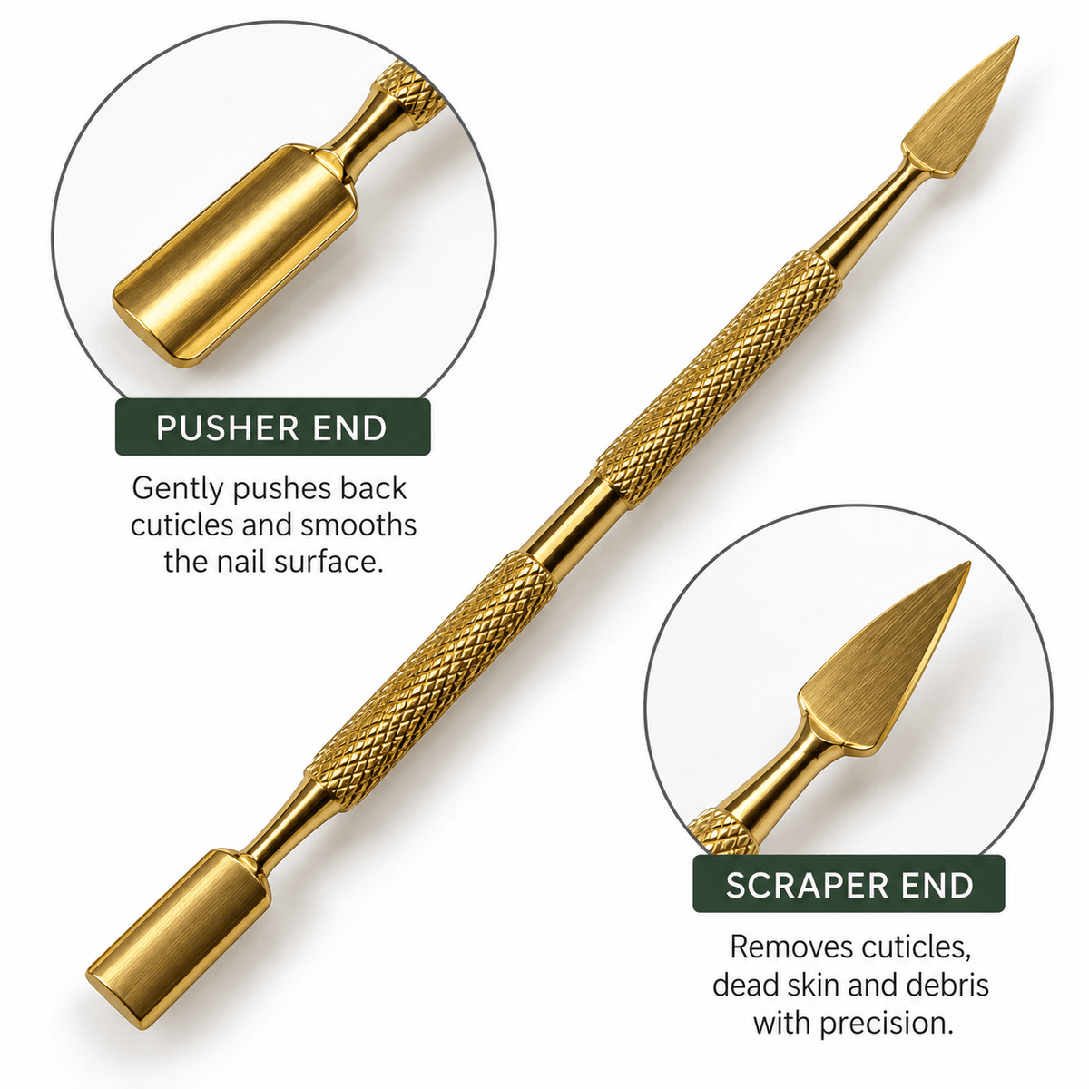 ATL- Gold Cuticle Pusher & Scraper