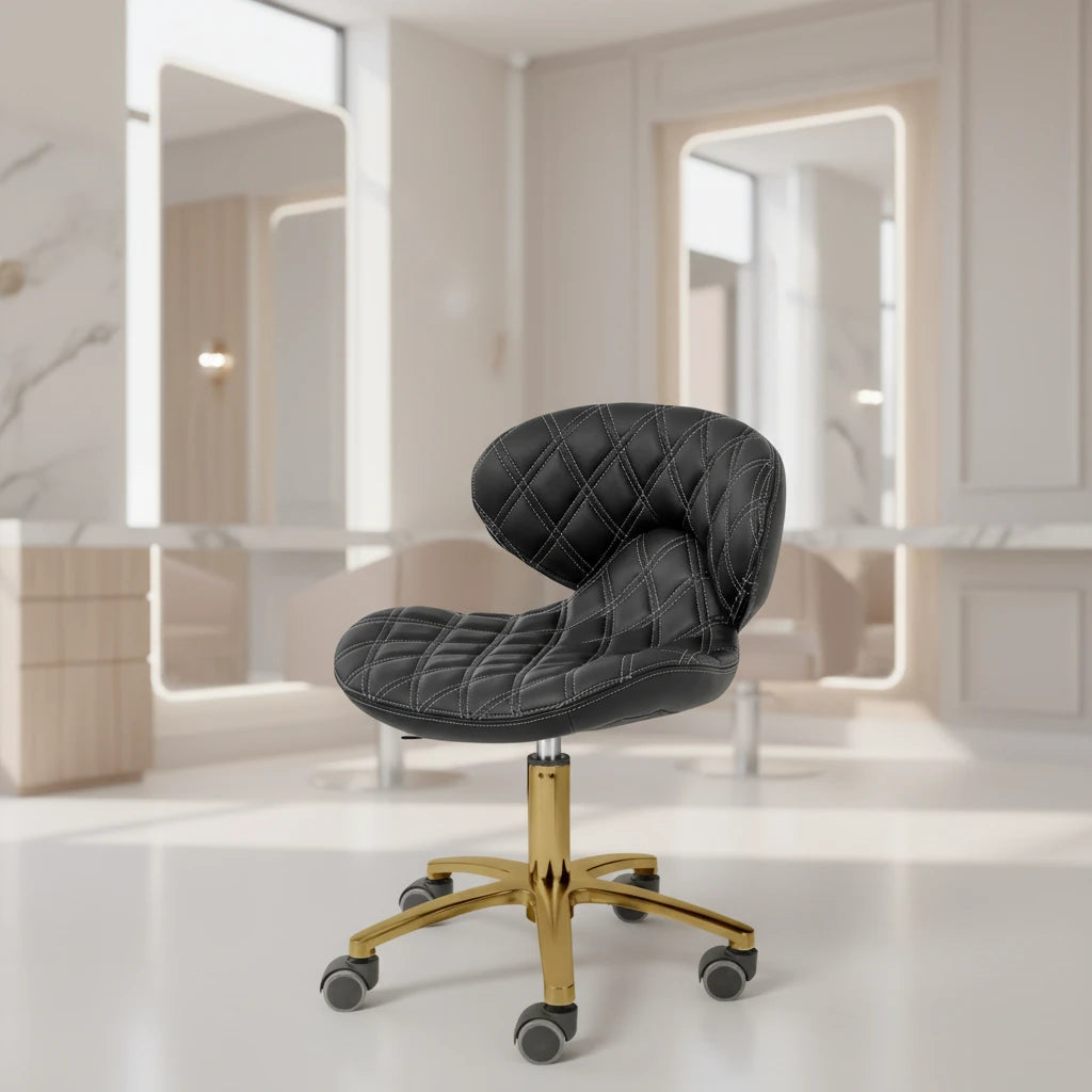 Whale Spa- Lexi Pro - Double Diamond Gold Edition Technician Stool 1009L