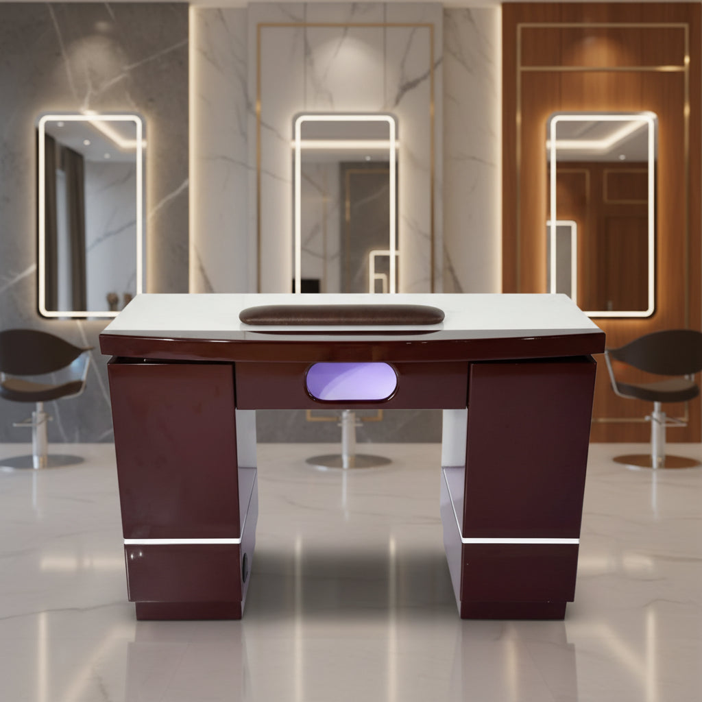 OS- ARMANI NAIL TABLE WITH LED HOLE - CAFELLE
