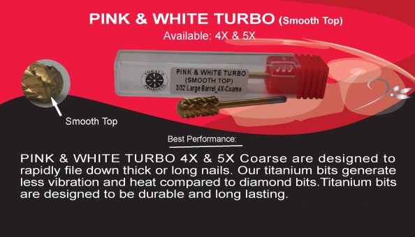 ATL- Pink & White Turbo (Smooth Top) Titanium Drill Bit | TODAY'S PRODUCT