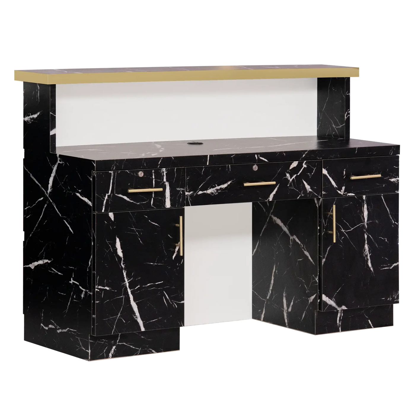 Whale Spa- Gold & Marble Reception Desk (LIGHT CURVED)