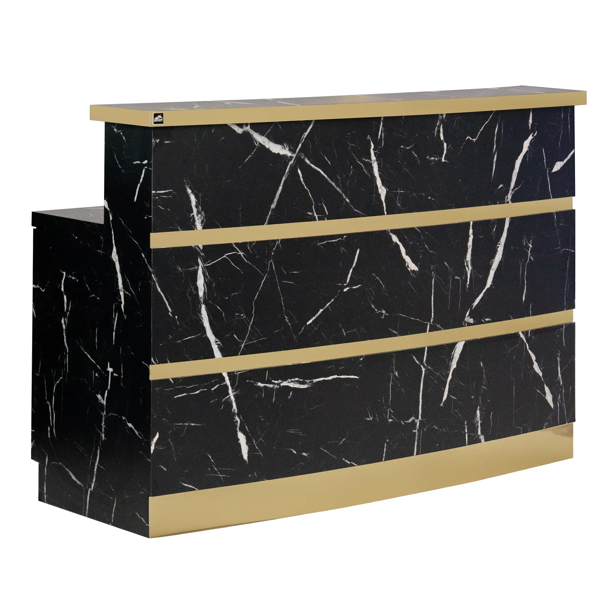 Whale Spa- Gold & Marble Reception Desk (LIGHT CURVED)