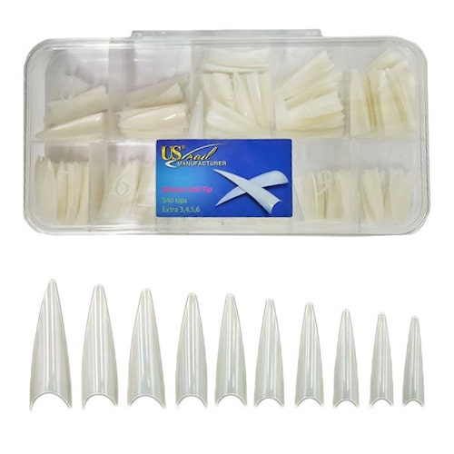 ATL- Stiletto Natural Tip Set (Size #0-10)