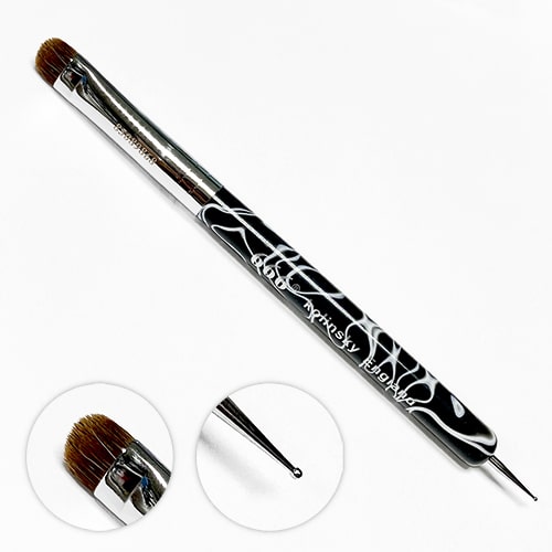 ATL- Black 666F Kolinsky England French Brush w/ Dotting Tool