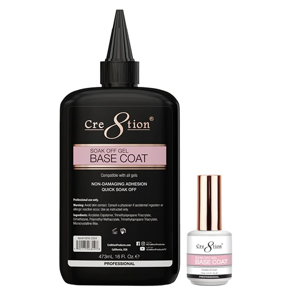 ATL- Cre8tion Soak Off Gel Base Coat (0.5oz + 16oz Refill Bottle)