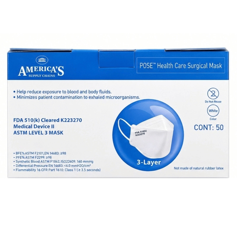 ATL- POSE™ Health Care Surgical Mask – ASTM Level 3 (50 Count)