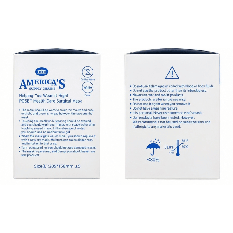 ATL- POSE™ Health Care Surgical Mask – ASTM Level 3 (50 Count)