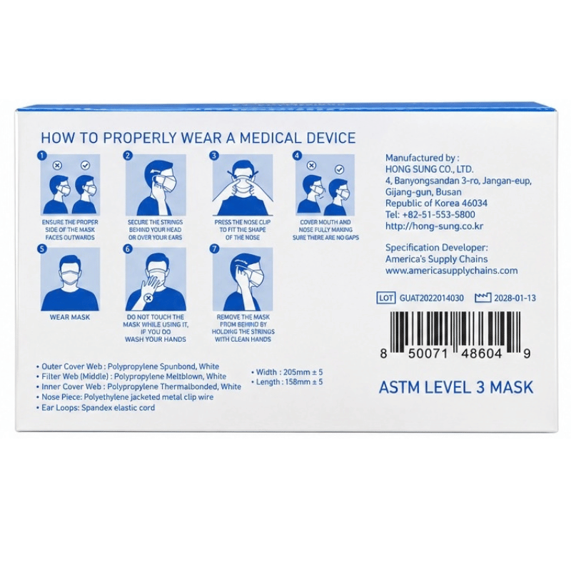 ATL- POSE™ Health Care Surgical Mask – ASTM Level 3 (50 Count)
